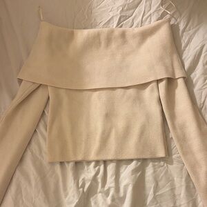 Dynamite Elegant Off-Shoulder Cream Sweater